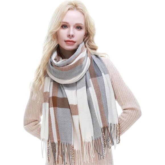 Plaid Scarf for Women Warm Large 015